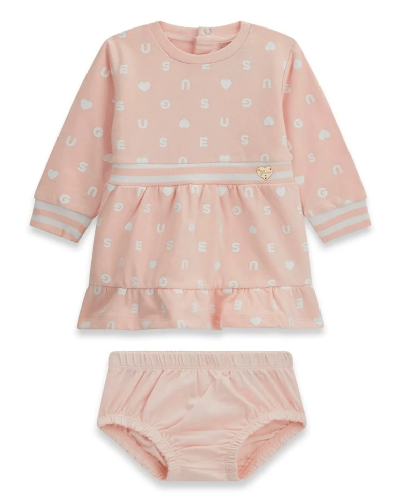 Guess Baby Girls' Long-Sleeve Dress and Matching Bloomer