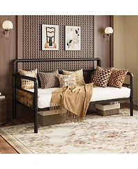 gaomon Daybed with Classic Headboard,Metal Bed Frame Heavy Duty Steel Slats Support,Sofa BedFrame for Living Room, Guest RoomNoise Free