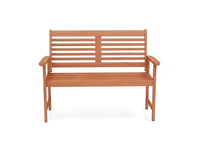 Outdoor 2-Seat Wood Loveseat with Slatted Seat Design