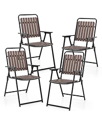 Gymax 4 pcs Patio Folding Chairs Portable Outdoor Dining Chairs w/ Pp Seat & Back