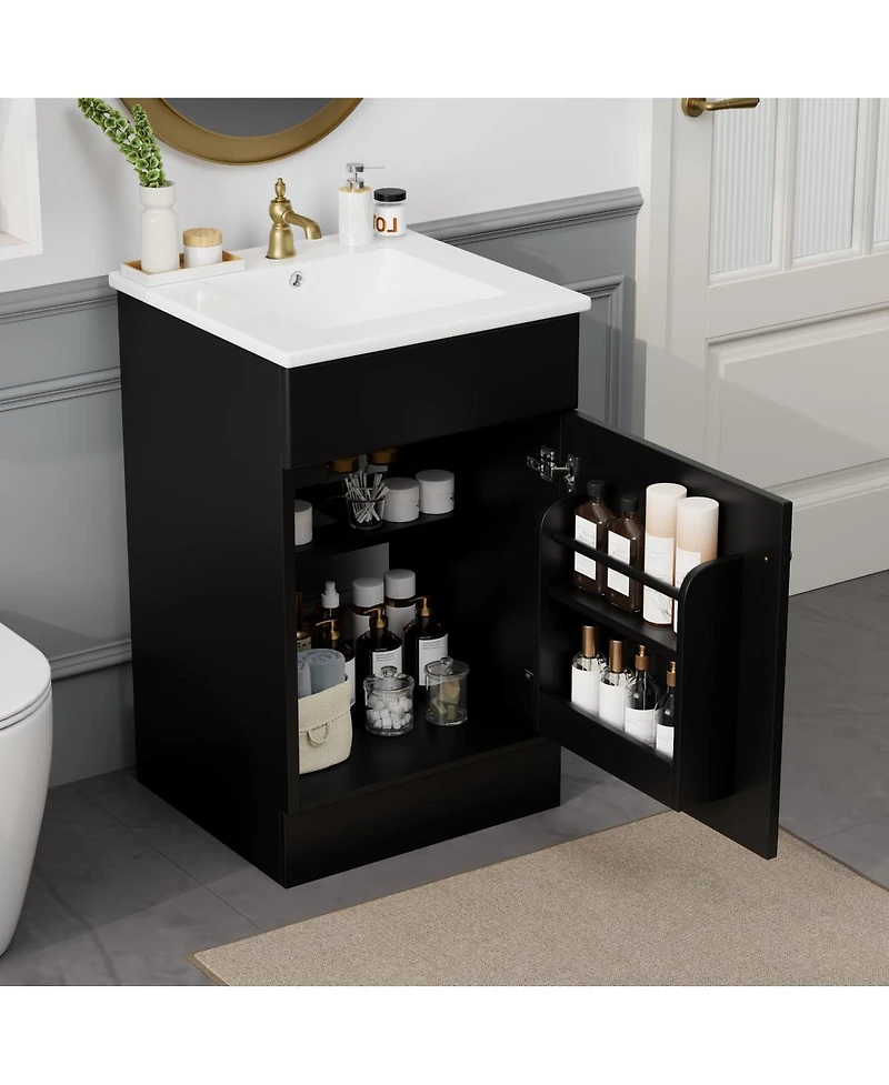 Sillysis 20'' Bathroom Vanity with Sink, Painted Mdf Cabinet, Soft Close Door, Adjustable Shelf & Organizer for Small Spaces