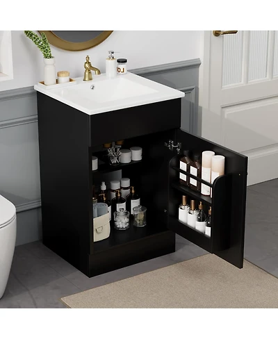 Sillysis 20'' Bathroom Vanity with Sink, Painted Mdf Cabinet, Soft Close Door, Adjustable Shelf & Organizer for Small Spaces