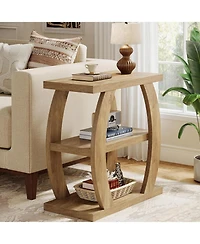 Tribesigns 3-Tier End Table for Living Room, Narrow Side Table, Farmhouse Wooden Beside Table, Tall Nightstand
