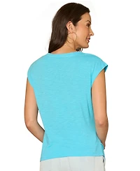 Democracy Petite Crewneck Knit Printed Top