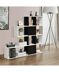 Gymax 5-Tier Bookshelf Corner Ladder Bookcase Display Storage Rack