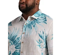 Cubavera Men's Big & Tall Linen Blend Palm Print Shirt