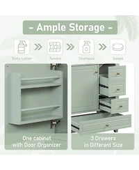 Sillysis 30" Solid Wood & Mdf Vanity Ceramic Sink Soft Close Storage Bathroom Vanity