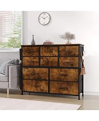 gaomon 10-Drawer Fabric Dresser Chest: Spacious Organizer with Side Pockets & Hooks