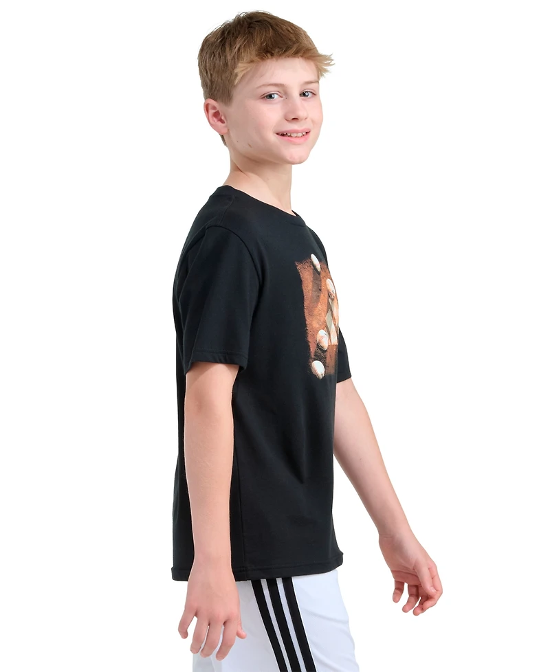 adidas Boys' 8-20 Short-Sleeve 3-Bar Baseball Plate T-Shirt