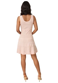 Bebe Women's Sleeveless Fit and Flare Pointelle Mini Dress