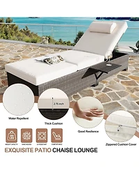 gaomon Outdoor Chaise Lounge Set of 2, 5-Position Adjustable Pe Wicker Sun Loungers with Thick Quick-Dry Cushions for Poolside Patio Backyard