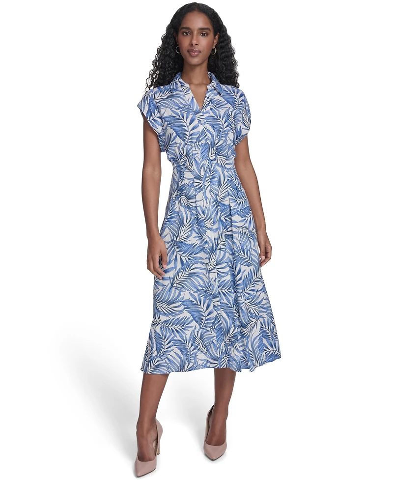 Tommy Hilfiger Women's Printed Collared Neck Shirt Dress