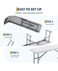 gaomon 6 Foot Portable Folding Bench, Fold in Half Design, Foldable Plastic Bench with Hdpe Seat Carrying Handle