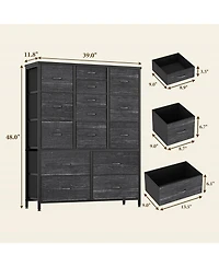 gaomon Inch Fabric Tall Dresser for Bedroom, 15 Drawer Dresser, Chest of Drawers for Clothes Storage