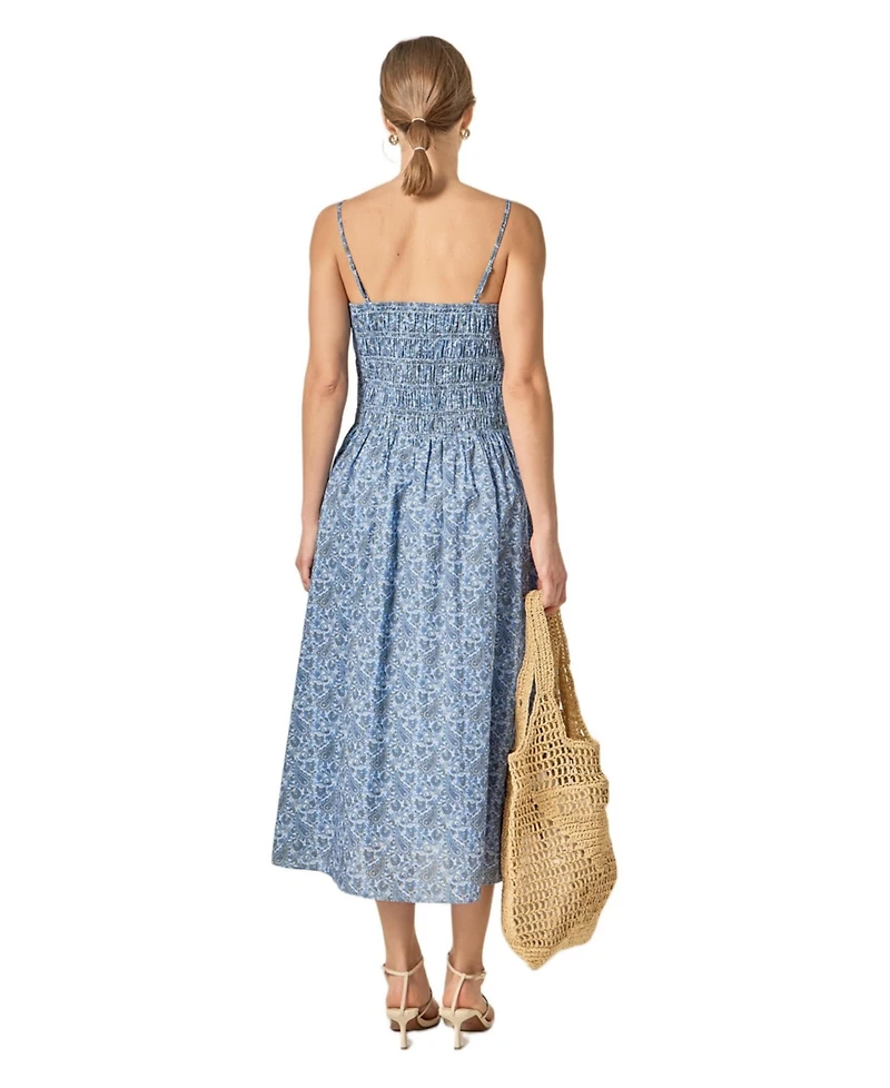 English Factory Women's Checked Smocked Midi Dress