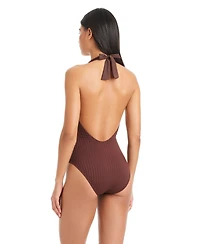 Sanctuary Women's Refresh Ribbed V-Neck One-Piece Swimsuit