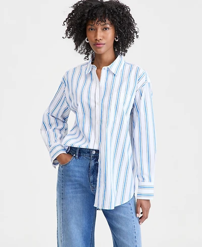 On 34th Women's Cotton Poplin Oversized Button Down Shirt , Macy's Exclusive