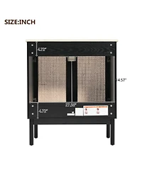 Sillysis Modern Bathroom Vanity with Ceramic Sink, Bamboo & Mdf, Soft Close Rattan Doors, Freestanding Storage Cabinet for Small Spaces