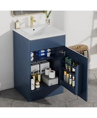 Sillysis Bathroom Vanity with Sink, Painted Mdf Cabinet, Soft Close Door, Adjustable Shelf & Organizer for Small Spaces