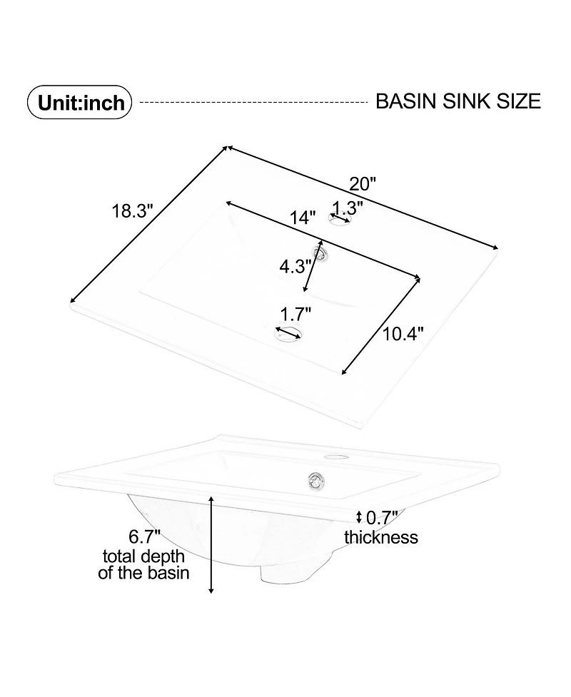 Sillysis Bathroom Vanity with Sink, Painted Mdf Cabinet, Soft Close Door, Adjustable Shelf & Organizer for Small Spaces