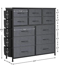 gaomon 12 Drawer Fabric Steel Frame Wood Top Dresser with Side Pockets and Hooks