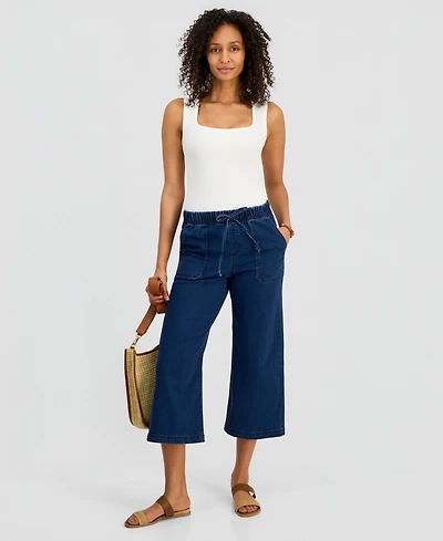 Style & Co Women's Cropped High Rise Wide-Leg Jeans, Macy's Exclusive