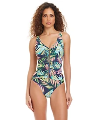 Beyond Control Women's Front Zipper One Piece Swimsuit