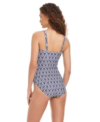 Beyond Control Women's Printed Square Neck One Piece Swimsuit