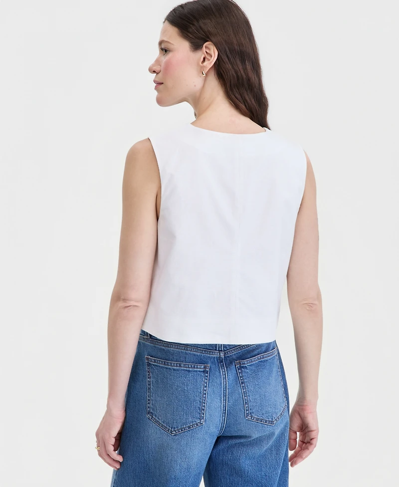 On 34th Women's Cropped Linen Blend Button-Front Vest, Macy's Exclusive
