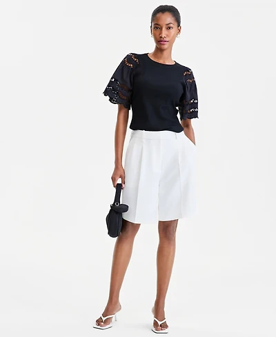 On 34th Women's High-Rise Crepe Bermuda Shorts, Macy's Exclusive