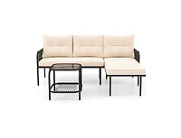 Slickblue 3-Piece Patio L-Shaped Rattan Sectional Sofa Set
