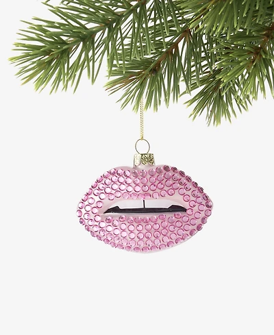 Holiday Lane Beauty Boom Glass Jeweled Lips Ornament, Macy's Exclusive