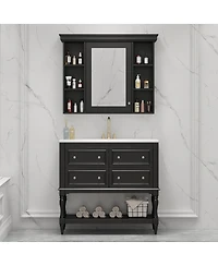 Sillysis 36'' Luxury Bathroom Vanity Set with Mirror Cabinet, Solid Wood & Mdf, Large Storage Shelf for Modern Bathrooms