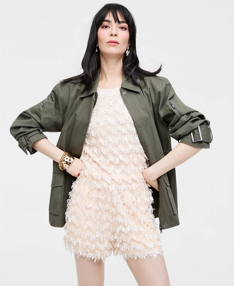 Women's Sequin Fringe Pull-On Shorts, Macy's Exclusive- Molly Rogers Capsule Collection