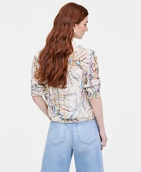 Women's Subway-Print Shirt, Macy's Exclusive- Molly Rogers Capsule Collection