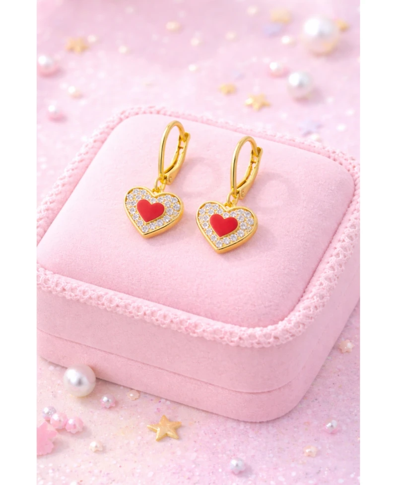 Chanteur Girls 18K Gold Plated Heart Hypoallergenic Earrings with Sterling Silver Leverbacks