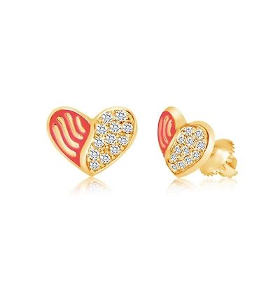 Chanteur Girls 18K Plated Heart Earrings with Sterling Screwbacks