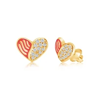 Chanteur Girls 18K Plated Heart Earrings with Sterling Screwbacks