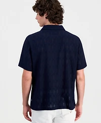 Guess Men's Coastal Crochet Resort Knit Shirt