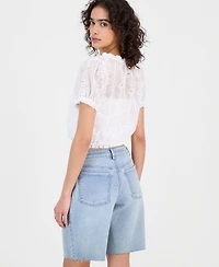 And Now This Women's Cotton Embroidered Cropped Blouse, Macy's Exclusive