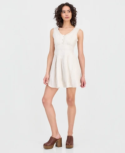 And Now This Women's Embroidered Crochet-Trim Mini Dress, Macy's Exclusive