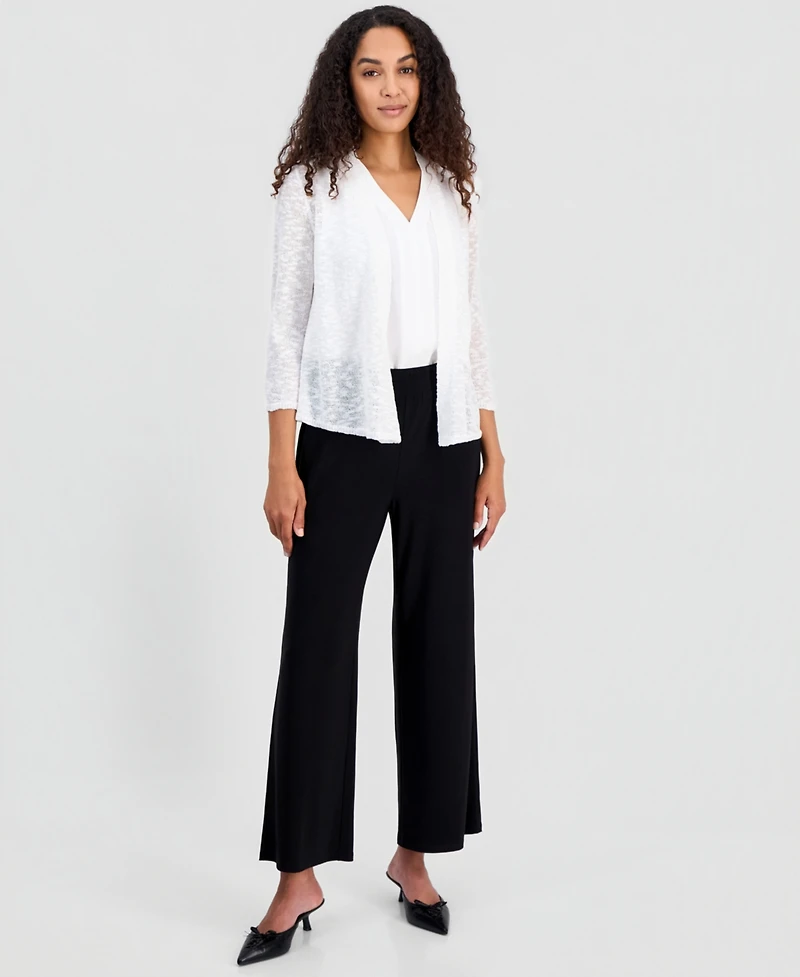 Kasper Women's Open-Front Long-Sleeve Cardigan