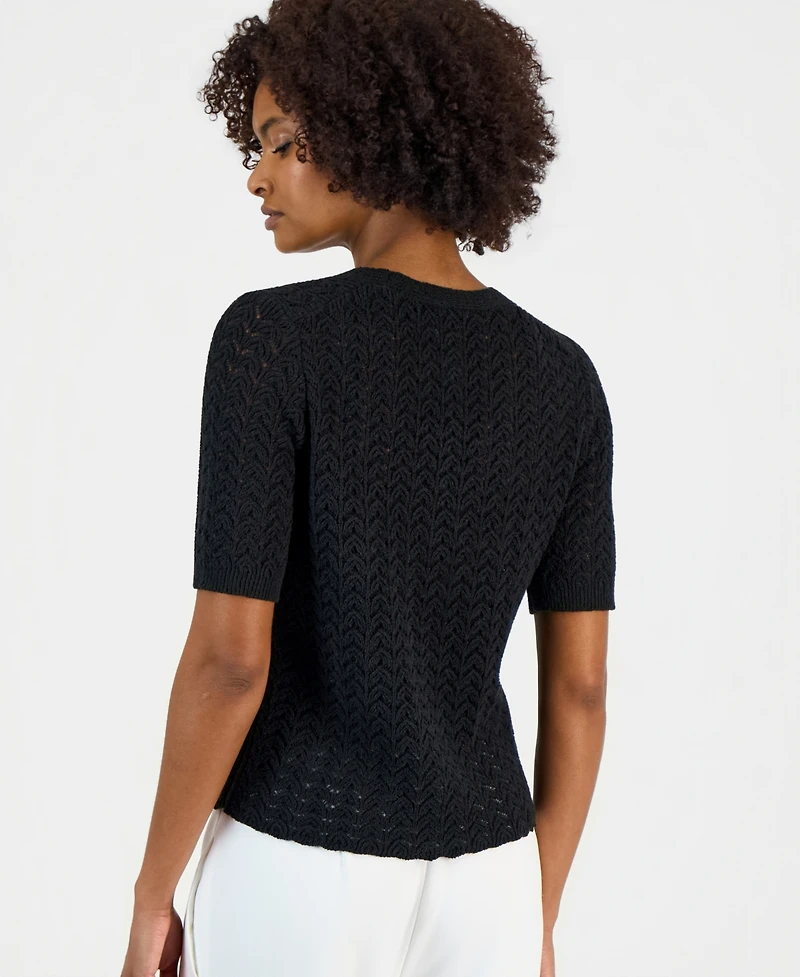 Kasper Petite V-Neck Button-Front Sweater
