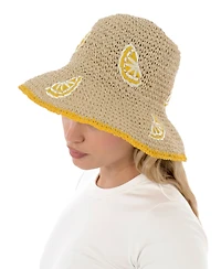 Marcus Adler Packable Lemon Straw Bucket Hat