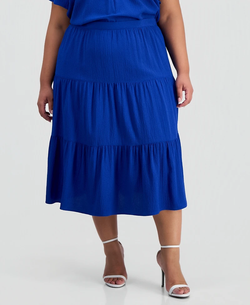 Anne Klein Essentials Plus Tiered Midi Skirt