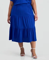 Anne Klein Essentials Plus Tiered Midi Skirt