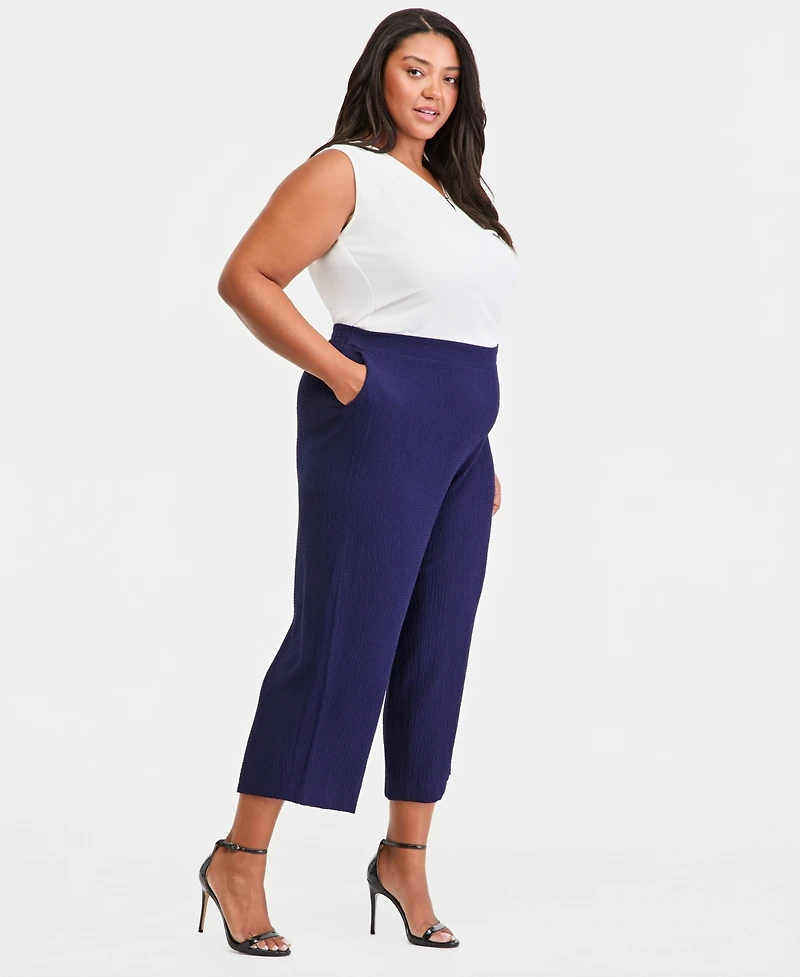 Anne Klein Essentials Plus Pull-On Crop Straight-Leg Pants
