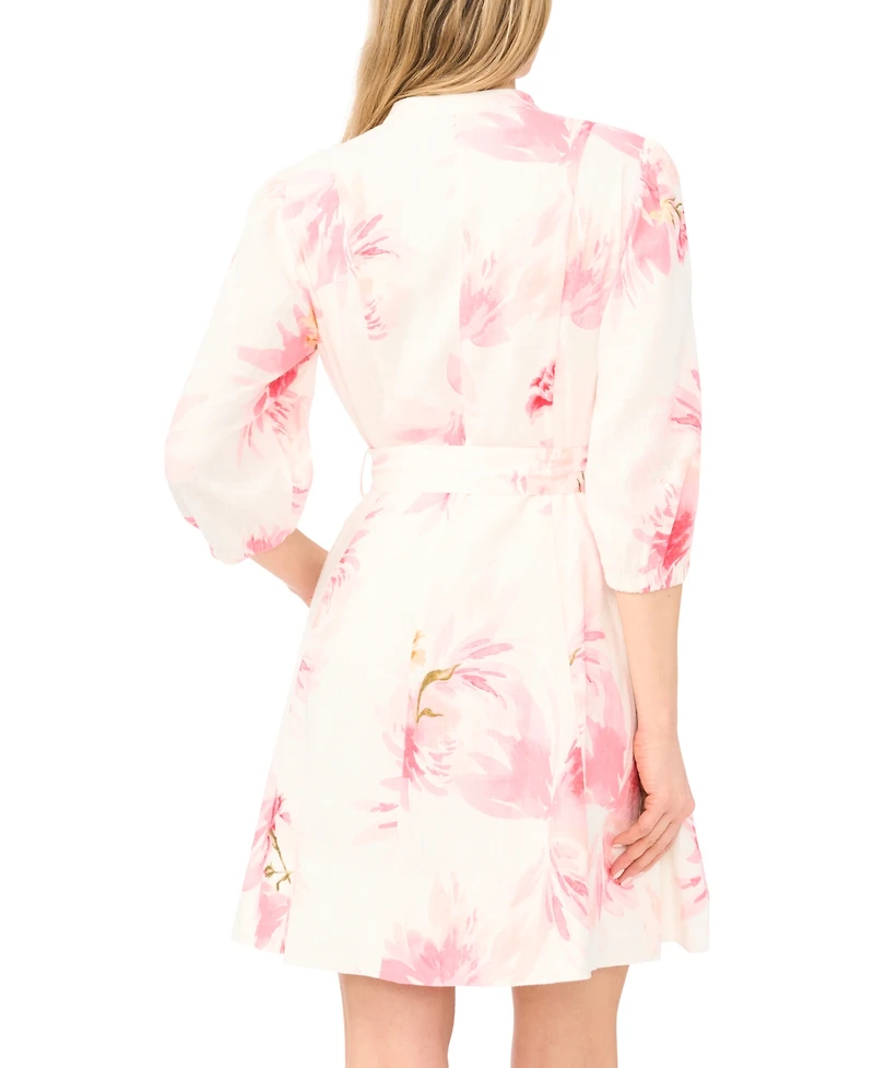 CeCe Women's Belted Button-Front Dress