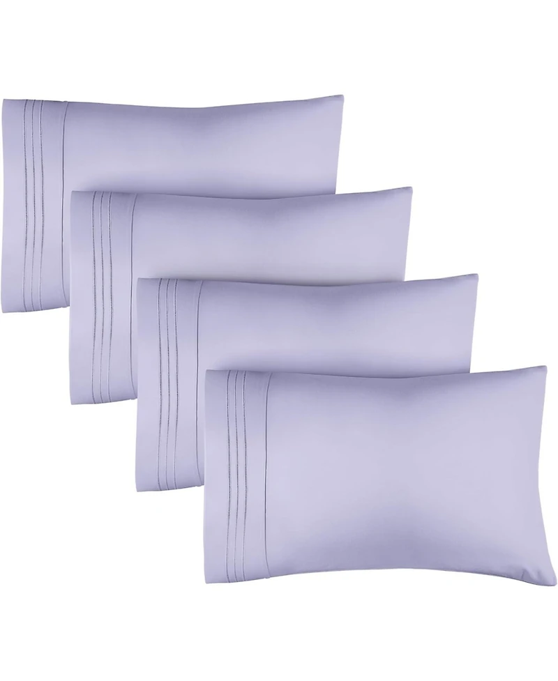 Pillowcase Set of 4 Soft Double Brushed Microfiber