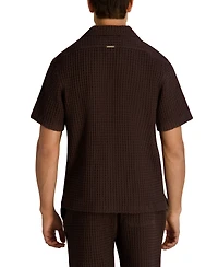 Karl Lagerfeld Paris Men's Camp Collared Textured Short-Sleeve Woven Shirt